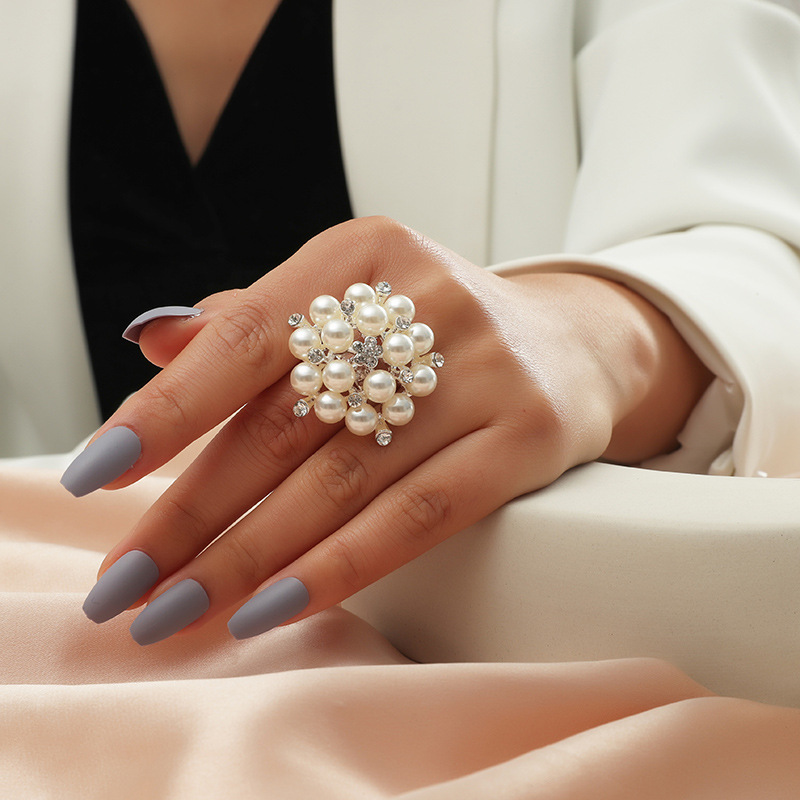 Accessory, Fashionable Adjustable Ring From Pearl, Factory Direct Supply, European Style, Amazon, On Index Finger