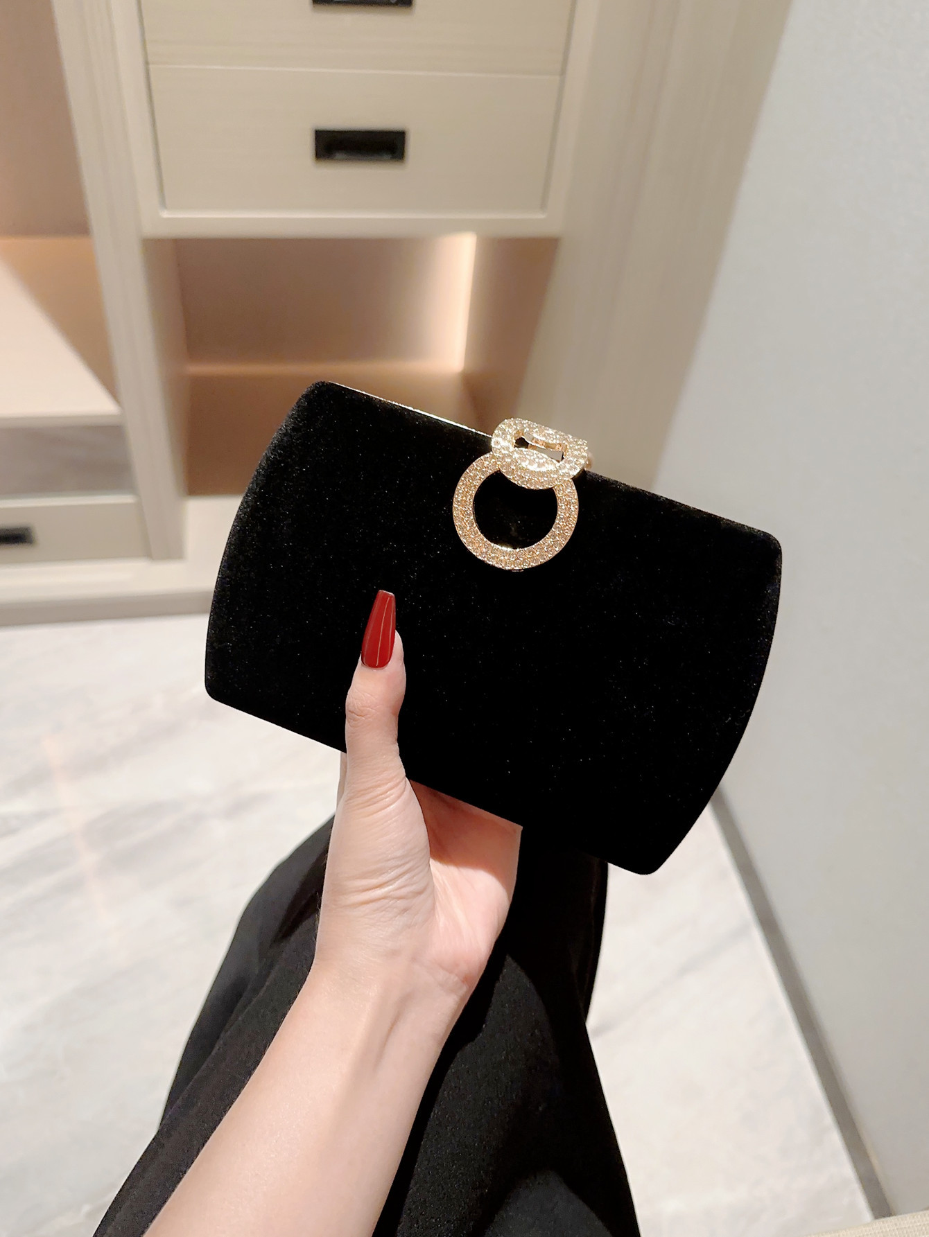 Velvet Small Clutch Bag, Chain, Cheongsam, Suitable For Import, Food Bag, Chain Bag